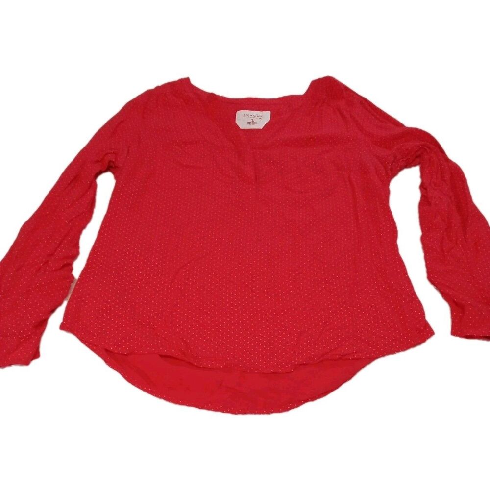 Women's Sonoma  Coral‎ Polka Dots Convertible Sleeve Size Large